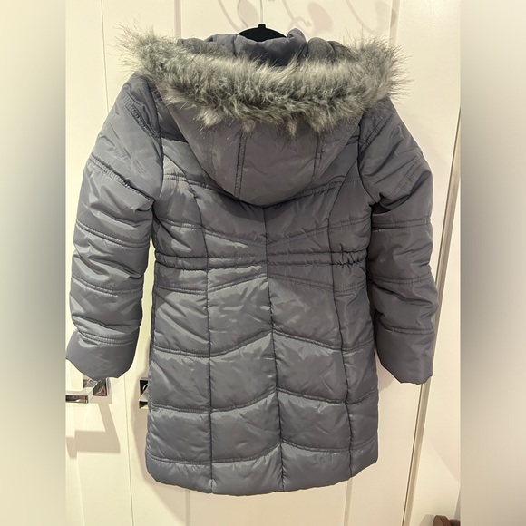 Girl's Aerial Fur-Trim Hooded Long Puffer Coat - Picture 5 of 7